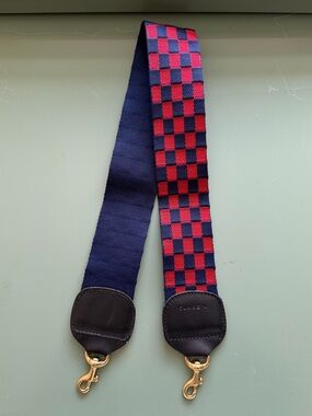 Clare V. Checkered Red & Navy Bag Strap NWOT